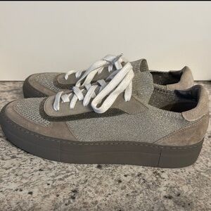Worn once. Brunello Cucinelli monelli trimmed metallic sneakers